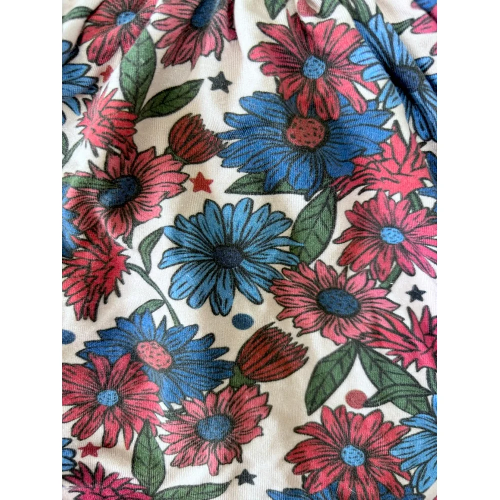 Girls ELIZA CATE and co Floral Blue Red Bamboo Matching Set Size 6